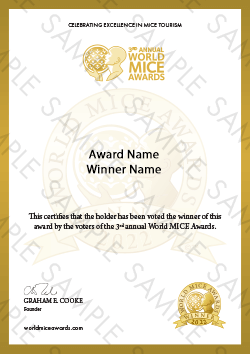 World MICE Awards winner certificate sample