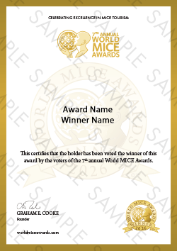 World MICE Awards winner certificate sample